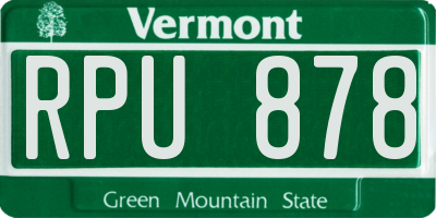 VT license plate RPU878