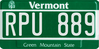 VT license plate RPU889