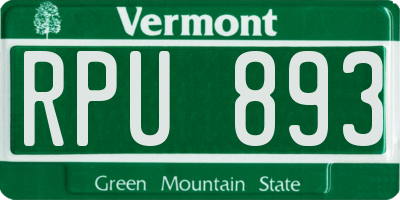 VT license plate RPU893
