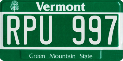 VT license plate RPU997
