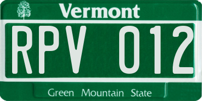 VT license plate RPV012