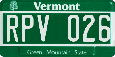 VT license plate RPV026