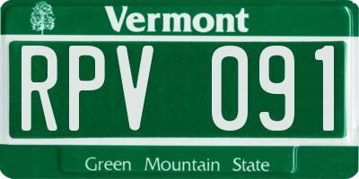 VT license plate RPV091