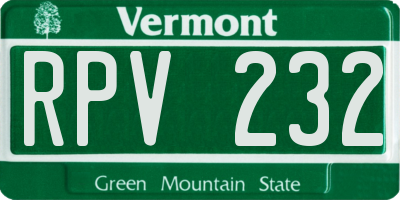 VT license plate RPV232