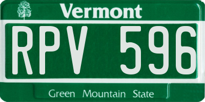 VT license plate RPV596