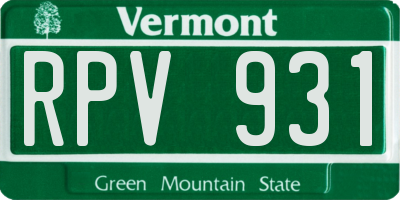 VT license plate RPV931
