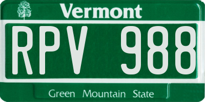 VT license plate RPV988