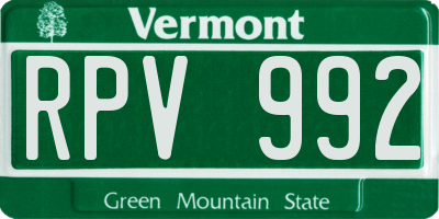 VT license plate RPV992