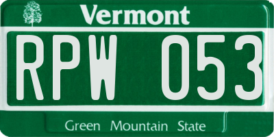VT license plate RPW053