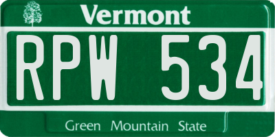 VT license plate RPW534