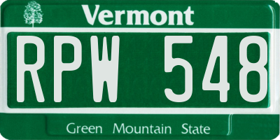 VT license plate RPW548