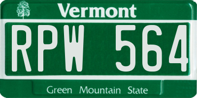 VT license plate RPW564