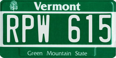 VT license plate RPW615