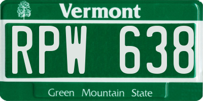 VT license plate RPW638