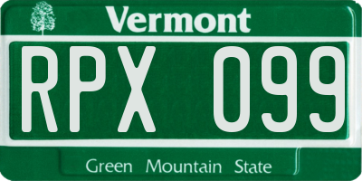 VT license plate RPX099