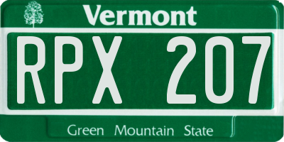 VT license plate RPX207