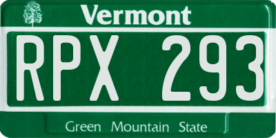 VT license plate RPX293