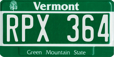 VT license plate RPX364