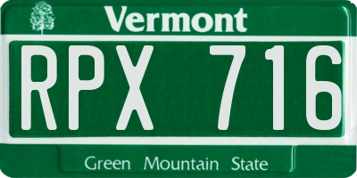 VT license plate RPX716