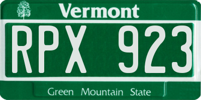 VT license plate RPX923