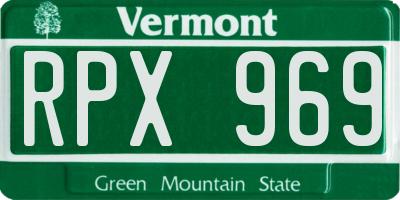 VT license plate RPX969
