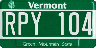 VT license plate RPY104