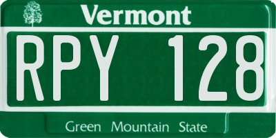 VT license plate RPY128