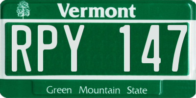 VT license plate RPY147