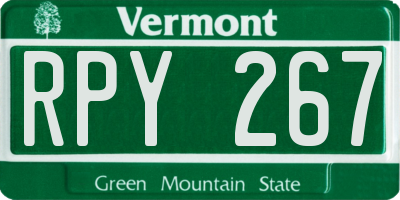 VT license plate RPY267