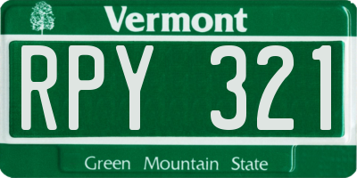 VT license plate RPY321
