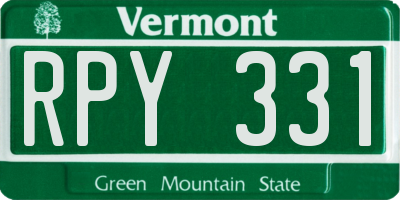 VT license plate RPY331