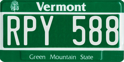 VT license plate RPY588