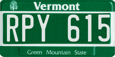 VT license plate RPY615