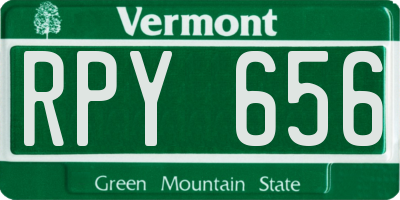 VT license plate RPY656