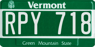 VT license plate RPY718
