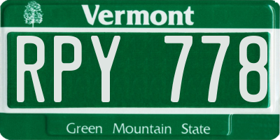 VT license plate RPY778