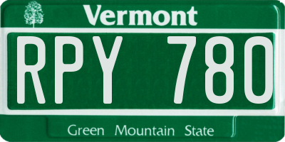 VT license plate RPY780
