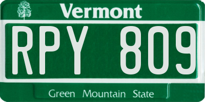 VT license plate RPY809