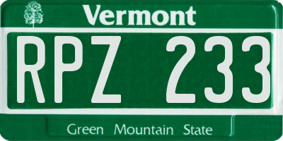 VT license plate RPZ233