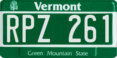 VT license plate RPZ261