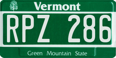 VT license plate RPZ286