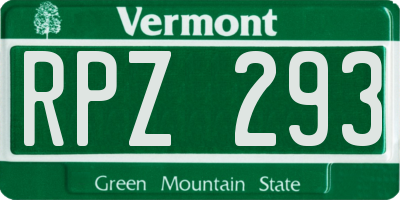 VT license plate RPZ293