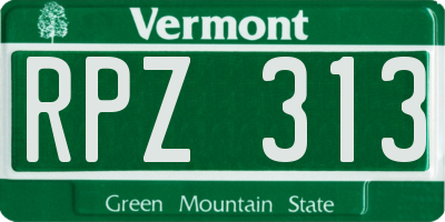VT license plate RPZ313