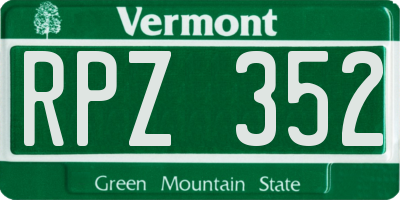 VT license plate RPZ352