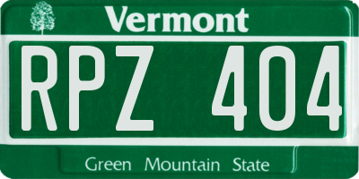 VT license plate RPZ404