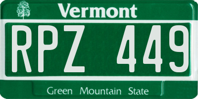 VT license plate RPZ449