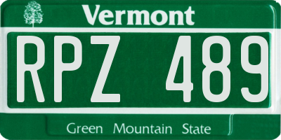 VT license plate RPZ489
