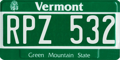 VT license plate RPZ532