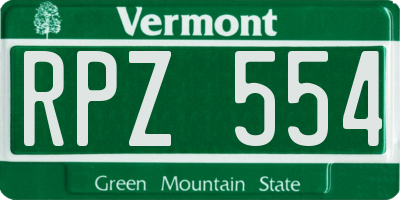 VT license plate RPZ554