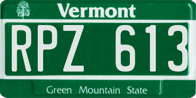 VT license plate RPZ613
